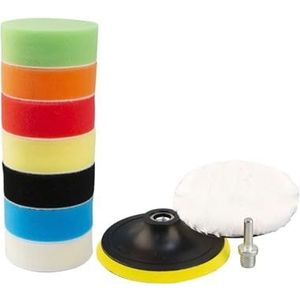 Polijstmachine, 10pcs 3''5''6''7 '' Puffing Sponge Polijstkussen Handgereedschap Kit Verbindingscirkel Polijsten for Auto-polijstmachine(10pcs 3inch M14)