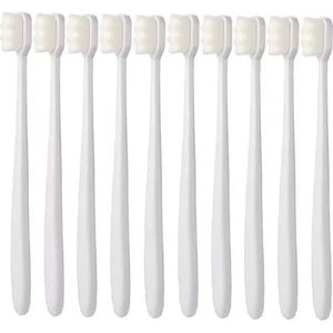 Miljoen tandenborstel Ultrafijne zachte tandenborstel Antibacterieel Bescherm de gezondheid Reizen Draagbare tandenborstel Mondhygiëne Gereedschappen (Color : BL-white 10 PCS)