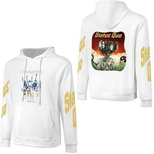 LSMCCOTP Sta-tus Logo Qu-o Katoenen Hoodie Pullover Heren Lange Mouw Sweatshirt Met Zak Voor Mannen Zachte Zwarte Hoody Basic Casual Fans Merch 3XL, Wit-stijl, 5XL