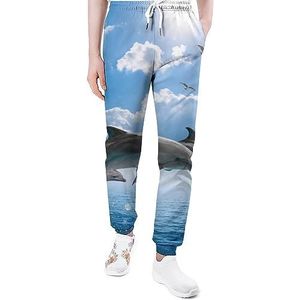 Zee dolfijnen en walvissen joggingbroek voor mannen yoga atletische joggingbroek joggingbroek trendy lounge jersey broek XL