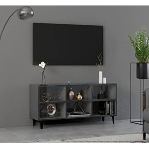 AUUIJKJF Entertainment Centra & TV Stands TV-meubel met Metalen Poten Hoogglans Grijs 103,5x30x50 cm Meubels