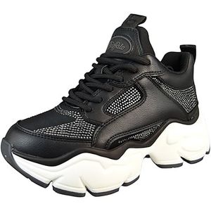 Buffalo Dames Low Sneaker Binary Athena Glam 1636088 Zwart, zwart, 38 EU