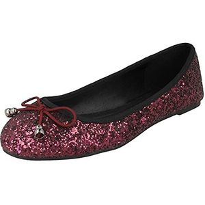 Spot On Dames Glitter Ballerina Platte Schoen, Magenta Roze, 39 EU