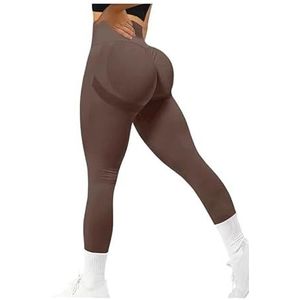 High Waist Yoga Leggings for Women Tummy Control Workout Compression Pants Moisture-Wicking Stretchy Gym Running Activewear Seamless Squat-Proof High-Rise Leggings(DarkBrown_XL 3PCS)