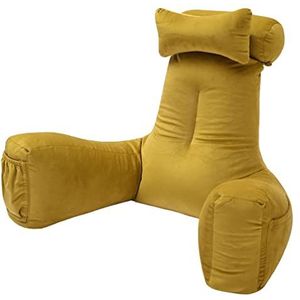 Loft 25 Premium fluwelen leeskussen | zitzak bed stoel relaxkussen | geweldig voor rugarmsteun lendensteun | comfortabele lichtgewicht en duurzame zitzak (Tumeric)
