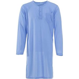 Lucky Nachthemd voor heren, 1/1 mouw met borstzak, lange mouwen, slaapshirt, blauw, M