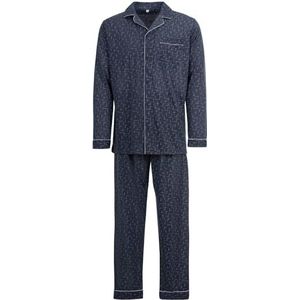 Henry Terre Herenpyjama, lange knoopsluiting, borstzak, geknoopt, katoenen pyjama, antraciet, XL