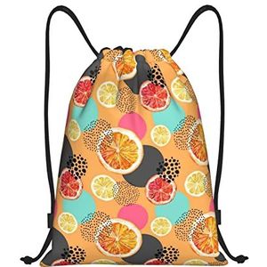 QQLADY Citroen Fruit Schilderen Trekkoord Gym Rugzak Voor Mannen Vrouwen Waterdichte String Bag Reizen Wandelen Sackpack, Zwart, Medium, Reisrugzakken