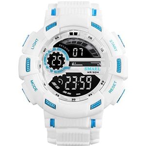 Mens Digital Watch, 50m Waterdichte Sport Military Chronograph, Sports Outdoor Led Horloges, Withalarm/Datum/ShockPro/Stopwatch, Casual Horloges voor studenten,Wit