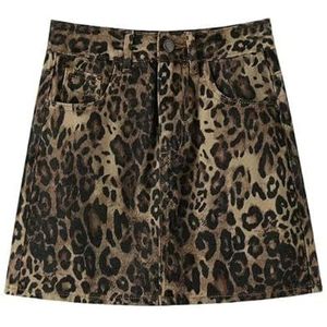 Women'S Printed Trousers Leopard Print Denim Skirts For Women Streetwear Mini Jeans Skirts Vintage Skirts-Leopard-Xl