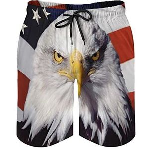 American Patriottic Eagle Zwembroek voor heren, bedrukte boardshorts, strandshorts, badmode, badpakken met zakken, 2XL