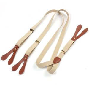 ROUZIHU Echt leren broek met gespen, elastische jarretelles for heren en dames