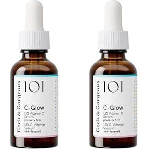 Geek & Gorgeous - C-Glow - 15% vitamine C + Ferulizuur & vitamine E serum, beschermt tegen milieuschade, boost collageen & evens huidtint - alle huidtypes, duo-pack 30 ml x 2
