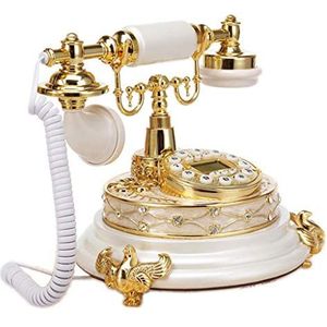 VDLLQYN, Telefoon Antieke telefoon Europese antieke retro telefoon Creatieve mode Vaste lijn for thuis Tuin Kantoortelefoon Vaste lijn ，Antieke telefoon(White)