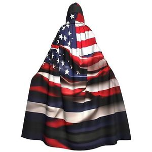 SSIMOO Amerikaanse vlag unisex mantel-boeiende vampiercape voor Halloween - een must-have feestkleding voor mannen en vrouwen