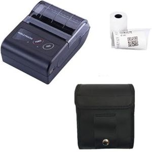 Draagbare Printer, Mini 58mm inktvrije draagbare thermische printer draadloze ontvangstprinter USB BT(Add Case)