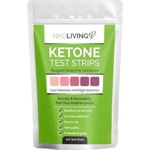 NKD Living Keton Test Strips (100 Strips) - Nauwkeurige detectie van ketonen in urine