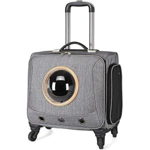 Hondenwandelwagen 4 wielen, 2-in-1 trolley rugzak transporttas op wielen voor honden en katten, huisdier slimme kinderwagen (kleur: grijs)