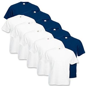 Fruit of the Loom T-shirt, voor heren (per 10 stuks verpakt), 5 wit/5 navy, XXL