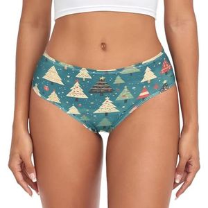 sawoinoa Kerstbomen Cartoon Stippen Onderbroek Vrouwen Middelgrote Taille Slip Vrouwen Comfortabel Elastisch Sexy Ondergoed Bikini Slipje, Mode Pop, XXL