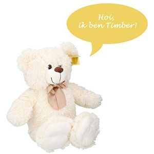 Sunkid Knuffel - Knuffelbeer - Teddybeer 54cm met strik - Timber - Wit