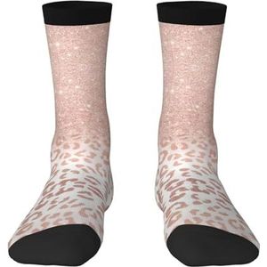 Longyiyi rose goud glitter Print Volwassen Kleurrijke halflange sokken met man en vrouw voor dagelijks gebruik, casual, sport., 2 Zwart-1, One size