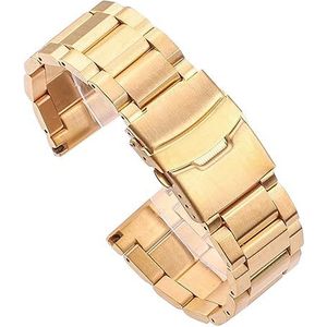 Massief Roestvrij Stalen Horloge Band Armband 18mm 20mm 22mm 24mm Metalen Horlogeband Vrouwen Mannen Zilver Blauw Zwart Goud Band Accessoires (Color : Gold, Size : 20mm)