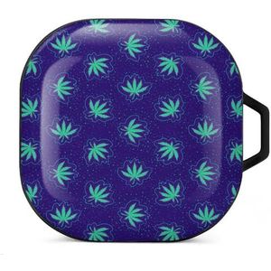 Weed Leaves, Psy Art Earbuds Case Compatibel met Samsung Hard Shell Beschermhoes Zwart-Stijl