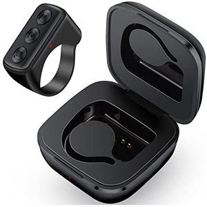 Tiktok Bluetooth Afstandsbediening Scrolling Ring, TIK Tok Page Turner Draadloze Vingertop Gadget Sluiter Clicker Oplaadbare Selfies voor iPhone iPad Android (zwart)