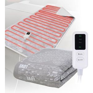 ECOSAPIENS LINEN Premium Comfort Eenpersoons elektrische deken 150 x 90 cm - heated blanket met 3 warmte-instellingen, verwarmingsdeken, katoen, polyester, grijs,