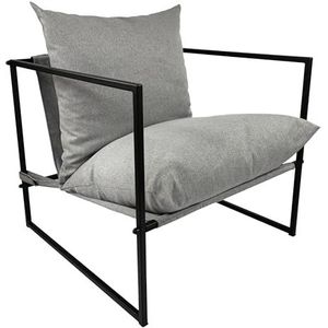 SEELLOO Fauteuil designer metalen frame extra groot outdoor/indoor tuinstoel woonkamer meubels relax zonneligstoel terrassen afneembaar grijs 80 x 78 x 70 cm