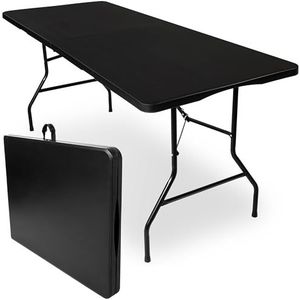 BESTIF Tuintafel, inklapbaar, campingtafel, buffettafel, vouwtafel met draaggreep, stabiele klaptafel voor binnen en buiten, 180 x 70 x 74 cm (zwart)