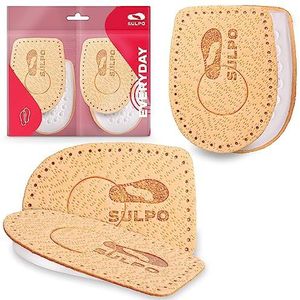 SULPO 2 paar hielcups voor calcaneale sporen - Hielkussens voor plantaire fasciitis - Hielliften voor achillespeesontsteking - Hielboogondersteuning - Hielkussen voor dames en heren - Beige - M/3 UK Y