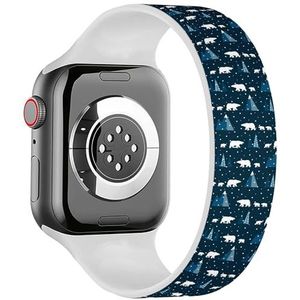 Solo Loop band compatibel met alle series Apple Watch 42/44/45/49mm (ijsbeer kinderen winterlandschap) rekbare siliconen band band accessoire, Siliconen, Geen edelsteen