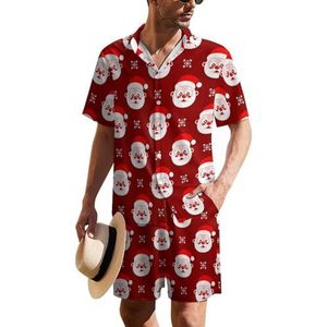 Kerstmanpatroon Hawaiiaanse pak voor heren, set van 2 stuks, strandoutfit, shirt en korte broek, bijpassende set