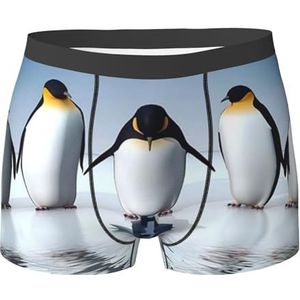 ZJYAGZX Cartoon Pinguïn Print Heren Zachte Boxer Slips Shorts Viscose Trunk Pack Vochtafvoerende Heren Ondergoed, Zwart, L