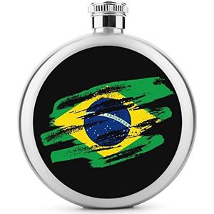 Vintage Braziliaanse vlag heupfles 5oz lekvrije drank fles roestvrij staal wijnfles voor bruiloft partij geschenken
