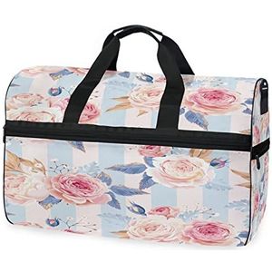 Bloemenbloesem Roze Rood Sport Zwemmen Gym Tas met Schoenen Compartiment Weekender Duffel Reistassen Handtas voor Vrouwen Meisjes Mannen