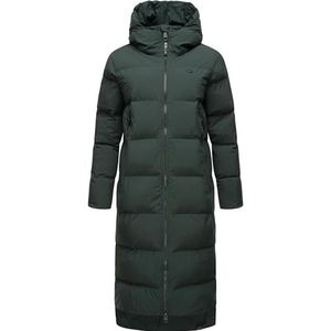 Ragwear Patrise Winterjas voor dames, warme gewatteerde jas, extra lang met capuchon, XS-6XL, Dark Green23, M