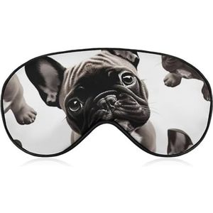 Zachte verduisterende slaap oogmasker Franse bulldog reizen ooghoezen nul oogdruk super lichtgewicht zijdezachte blinddoek met verstelbare riem voor vrouwen mannen