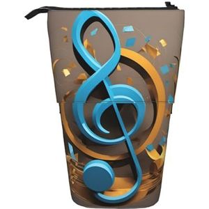 Evengigy Muziek Opmerking Print Leuke Etui met Zip Verstelbare Stand Potlood Houder Grappige Make-up Tas, Zwart, Eén maat, Tas Organizer
