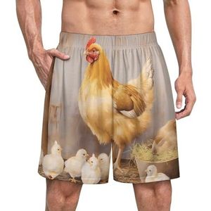 Hen And Chicks grappige pyjamabroek voor heren, pyjamabroek, nachtkleding voor heren, met zakken, zacht
