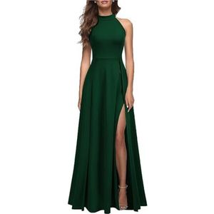 Zomerfeestjurk for dames, elegante lange formele galajurk, cocktailjurk for bruiloftsgasten(Dark green,XXL)