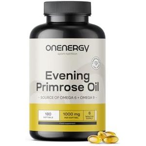 OnEnergy Teunisbloemolie 1000 mg - 180 Zachte Capsules - 6-maandenvoorraad - Natuurlijke Bron van Omega-6 en Omega-9 - Van de Zaden van de Teunisbloem - 10% GLA - Allergeenvrij