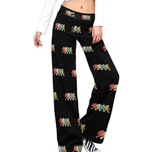 Bigfoot Silhouette Retro Pop Art Damesbroek, casual broek, elastische taille, loungebroek, lange yogabroek, rechte pijpen