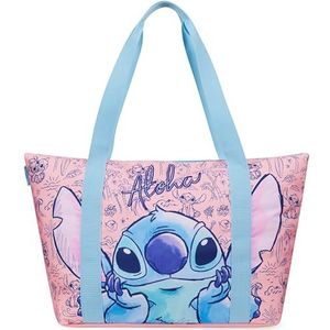 Disney Stitch Tote tas voor dames, grote schoudertas met ritssluiting om te winkelen, werk - Stitch Gifts, roze, One Size