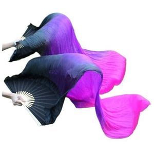 DUNSBY Buikdansen Fan 180cm Buikdansen China Echte Zijde Fan Sluiers Stock Zijden Fans Zwart Paars Fuschia voor Party Podium Performance