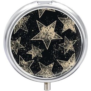 Star Pill Organizer 3 Compartiment Reizen Pillendoos met Spiegel Dagelijkse Geneeskunde Pillendoosje Metalen Pillendoos voor Portemonnee & Pocket Draagbare Kleine Medicijndoos Ronde Vitamine Case