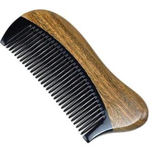 Prachtige natuurlijke os hoorn zak haarkam - natuurlijke groene sandelhout buffelhoorn kam 100% handgemaakte premium kwaliteit antistatische kam zonder handvat (palmmaat)