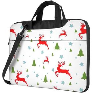 LJVJSOCY Kerst Vakantie Print Laptop Tas Case Messenger Bag Met Business Aktetas Voor Mannen Vrouwen Om Te Werken Reizen, Zwart, 13 inch